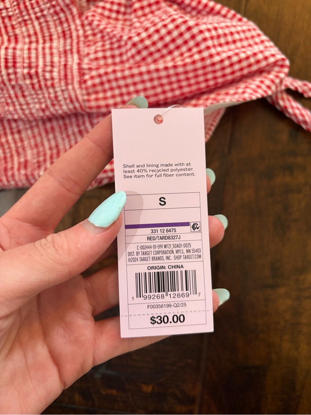 wild fable red Gingham Smocked Tiered Mini Dress - Picture 3 of 3
